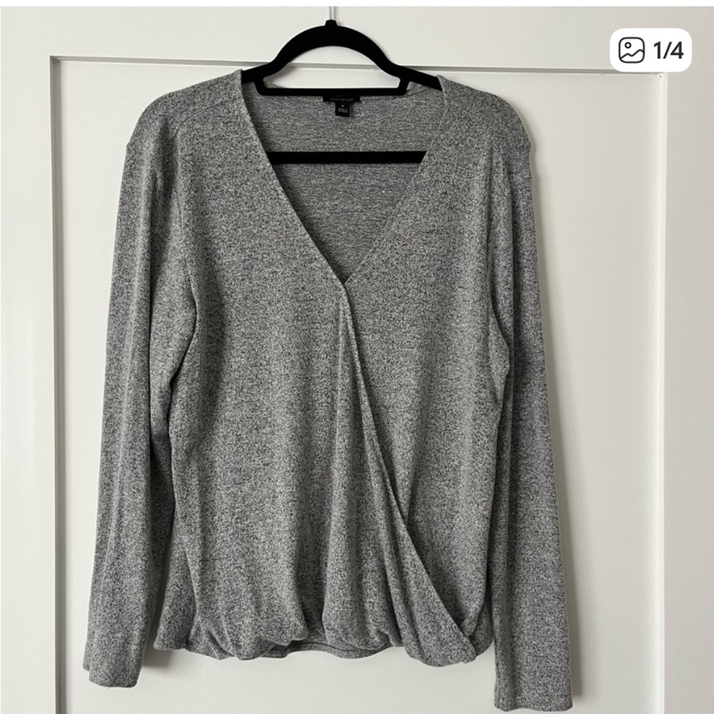 Ann Taylor Heather Gray Wrap Top